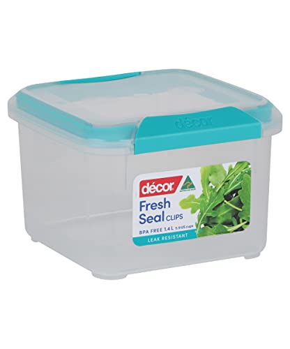 Décor Fresh Seal Clips Square 1.4L | Food Storage Pantry Container | Ideal for Meal Prep | BPA Free | Dishwasher, Freezer & Microwave Safe von décor