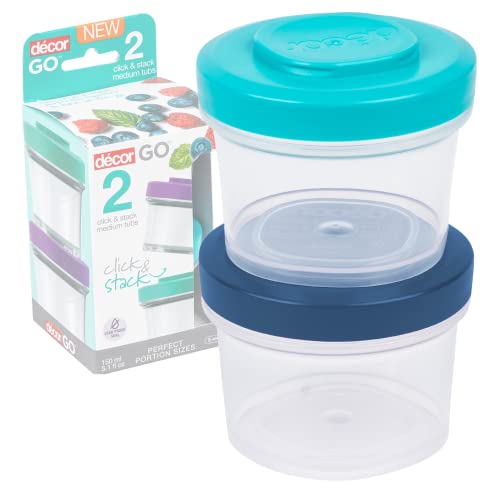 Décor Go Click & Snack Tub Medium 150 ml 2 Pack | auslaufsichere Frischhaltedose | BPA-frei | Spülmaschinen-, gefrier- und mikrowellengeeignet | 2 Stück von Décor