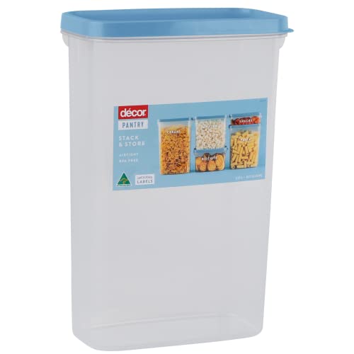 Décor Pantry Stack & Store Frischhaltedose | BPA-frei | Spülmaschinen-, gefrier- und mikrowellengeeignet | transparent/blau | 3,25 l von décor