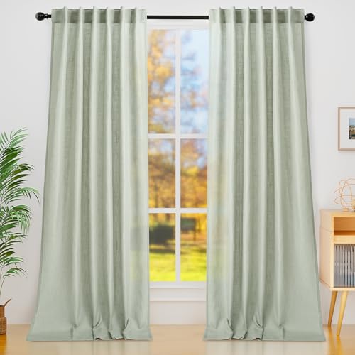 decorUhome Halbtransparente Leinen-Vorhänge, 160 cm lang, 2 Paneele, lichtfilternde Vorhänge, Vorhänge mit Stangentasche und Rücklasche für Schlafzimmer, Wohnzimmer, Bauernhaus, Herbstdekoration decorUhome Halbtransparente Leinen-Vorhänge, 160 cm lang, 2 Paneele, lichtfilternde Vorhänge, Vorhänge mit Stangentasche und Rücklasche für Schlafzimmer, Wohnzimmer, Bauernhaus, Herbstdekoration von decorUhome