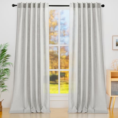 decorUhome Halbtransparente Leinen-Vorhänge, 250 cm lang, 2 Paneele, lichtfilternde Vorhänge, Vorhänge mit Stangentasche und Rücklasche für Schlafzimmer, Wohnzimmer, Bauernhaus, Herbstdekoration decorUhome Halbtransparente Leinen-Vorhänge, 250 cm lang, 2 Paneele, lichtfilternde Vorhänge, Vorhänge mit Stangentasche und Rücklasche für Schlafzimmer, Wohnzimmer, Bauernhaus, Herbstdekoration von decorUhome