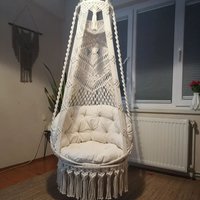 Makramee Hängesessel, Runde Schaukel, Hängender Baumwoll Makrame Schaukel Stuhl, Handgemachte von decorationbohemianTR