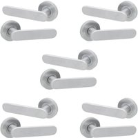 5 Sets Von Türgriffen "Sky' Massiv Messing Hebel Auf Rose - Satin Chrome von decorinfinity