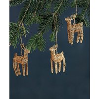 Christbaumschmuck, Festliche Ornamente, Boho Rustikale Baumfigur Hängedekoration, Draht Hängend Weihnachten Antike Rentiere - 3Er Set von decorinfinity