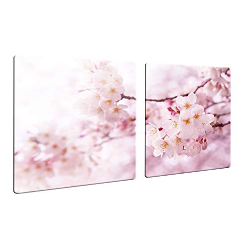 CTC-Trade | Herdabdeckplatten 2X 40x52 cm Ceranfeld Abdeckung 2teilig Glas Spritzschutz Abdeckplatte Glasplatte Herd Ceranfeldabdeckung Blumen Pink von decorwelt