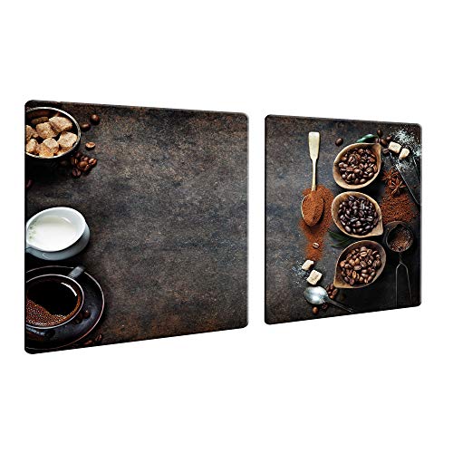 CTC-Trade | Herdabdeckplatten 2X 40x52 cm Ceranfeld Abdeckung 2teilig Glas Spritzschutz Abdeckplatte Glasplatte Herd Ceranfeldabdeckung Kaffee Braun von decorwelt