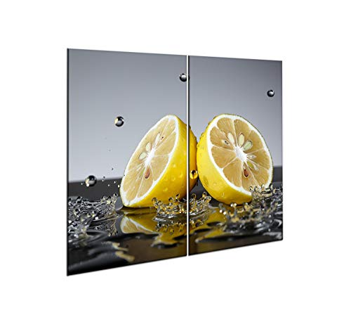 CTC-Trade |Herdabdeckplatten Set 2x30x52 cm Ceranfeld Abdeckung Glas Spritzschutz Abdeckplatte Glasplatte Herd Ceranfeldabdeckung Gelb Zitrone von decorwelt