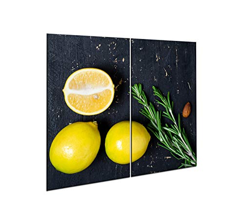 CTC-Trade |Herdabdeckplatten Set 2x30x52 cm Ceranfeld Abdeckung Glas Spritzschutz Abdeckplatte Glasplatte Herd Ceranfeldabdeckung Gelb Zitrone von decorwelt