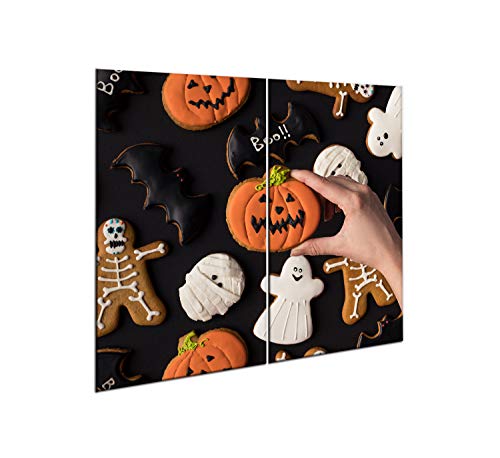 CTC-Trade |Herdabdeckplatten Set 2x30x52 cm Ceranfeld Abdeckung Glas Spritzschutz Abdeckplatte Glasplatte Herd Ceranfeldabdeckung Orange Halloween von decorwelt