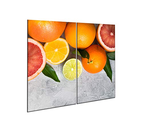 CTC-Trade |Herdabdeckplatten Set 2x30x52 cm Ceranfeld Abdeckung Glas Spritzschutz Abdeckplatte Glasplatte Herd Ceranfeldabdeckung Orange Zitrone von decorwelt