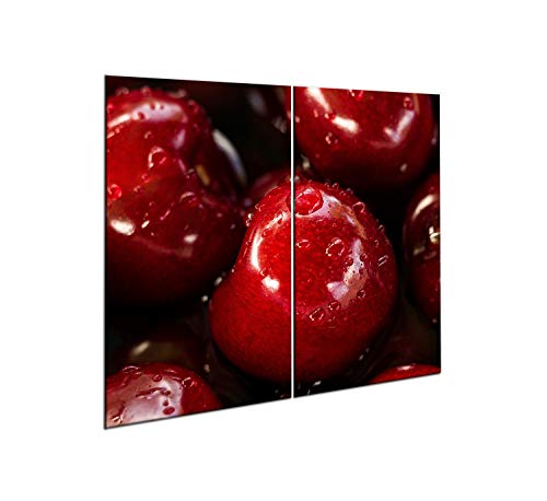 CTC-Trade |Herdabdeckplatten Set 2x30x52 cm Ceranfeld Abdeckung Glas Spritzschutz Abdeckplatte Glasplatte Herd Ceranfeldabdeckung Rot Obst von decorwelt