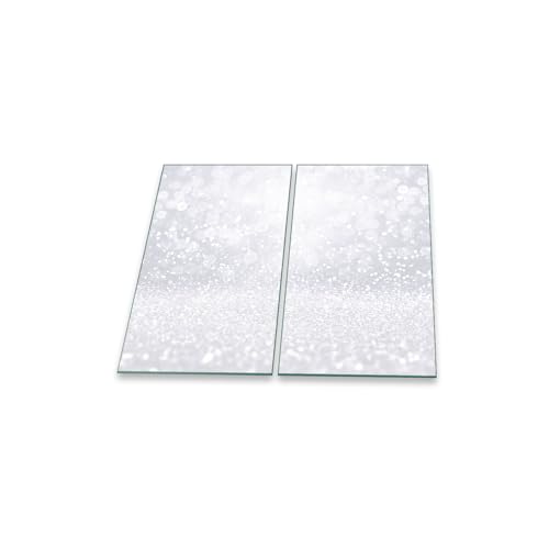 Herdabdeckplatte 2 teilig Ceranfeld Abstrakt Weiß 2x30x52 Kochplatten Glas Küche von decorwelt