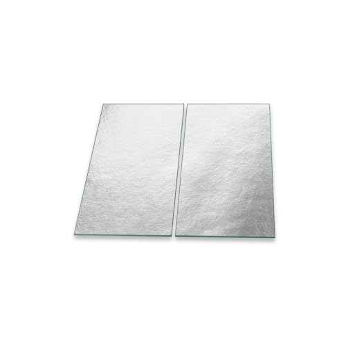 Herdabdeckplatte 2 teilig Ceranfeld Textur Silber 2x30x52 Kochplatten Glas Küche von decorwelt