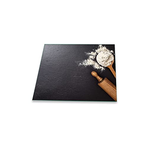 Herdabdeckplatte Abdeckung Ceranfeld Abdeckplatte Schneidebrett 1-Teilig 60x52 Essen Schwarz Spritzschutz Glasplatte Ceranfeldabdeckung Schutz Kochplatten Herdschutz Sicherheitsglas Glasschneidebrett von decorwelt