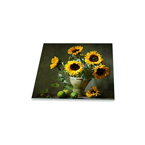 Herdabdeckplatte Abdeckung Ceranfeld Abdeckplatte Schneidebrett 1-Teilig 60x52 Sonnenblume Spritzschutz Glasplatte Ceranfeldabdeckung Schutz Kochplatten Herdschutz Sicherheitsglas Glasschneidebrett von decorwelt