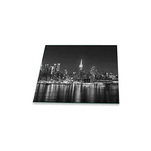 Herdabdeckplatte Abdeckung Ceranfeld Abdeckplatte Schneidebrett 1-Teilig 60x52 Stadt Nacht Grau Spritzschutz Glasplatte Ceranfeldabdeckung Schutz Herdschutz Sicherheitsglas Glasschneidebrett von decorwelt
