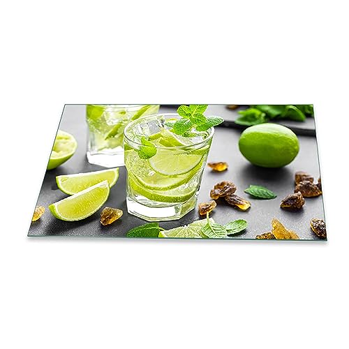 Herdabdeckplatte Abdeckung Ceranfeld Abdeckplatte Schneidebrett 1-Teilig 90x52 Lemon Grün Spritzschutz Glasplatte Ceranfeldabdeckung Schutz für Kochplatten Herdschutz Sicherheitsglas Glasschneidebrett von decorwelt