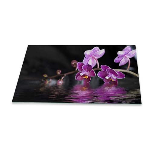 Herdabdeckplatte Abdeckung Ceranfeld Abdeckplatte Schneidebrett 1-Teilig 90x52 Orchidee Lila Spritzschutz Glasplatte Ceranfeldabdeckung Schutz Kochplatten Herdschutz Sicherheitsglas Glasschneidebrett von decorwelt