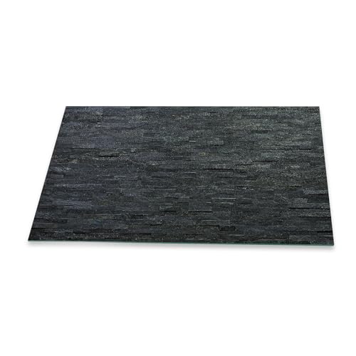 Herdabdeckplatte Abdeckung Ceranfeld Abdeckplatte Schneidebrett 1-Teilig 90x52 Schiefer Ziegel Steine Schwarz Spritzschutz Glasplatte Ceranfeldabdeckung Herdschutz Sicherheitsglas Glasschneidebrett von decorwelt