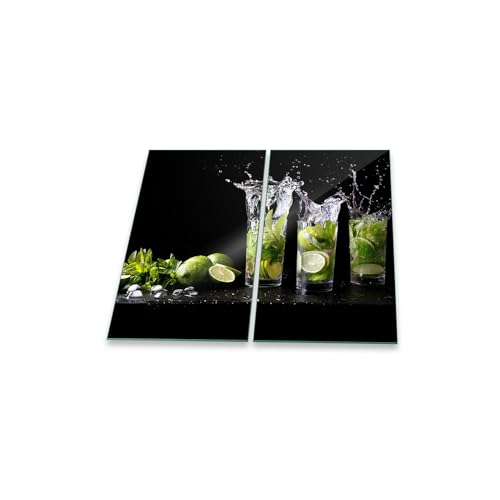 Herdabdeckplatte Abdeckung Ceranfeld Abdeckplatte Schneidebrett 2-Teilig 60x52 Lemon Grün Spritzschutz Glasplatte Ceranfeldabdeckung Schutz Herdschutz Sicherheitsglas Glasschneidebrett 2x30x52 von decorwelt