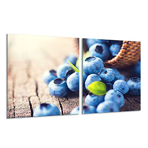 Herdabdeckplatte Ceranfeld 2-Teilig 2x40x52 Obst Blau Kochplatten Glas Induktion von decorwelt
