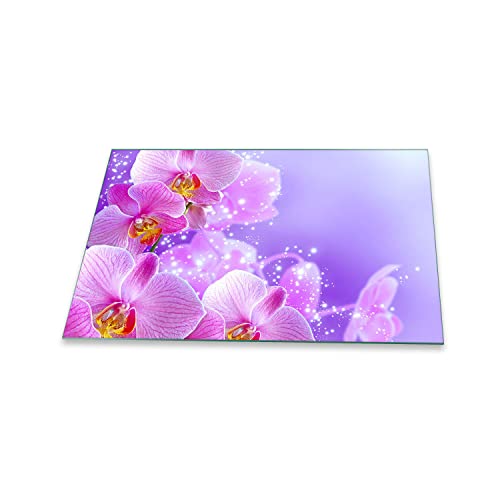 Herdabdeckplatte Ceranfeld 80x52 Orchidee Pink Kochplatten Glas Induktion Deko von decorwelt