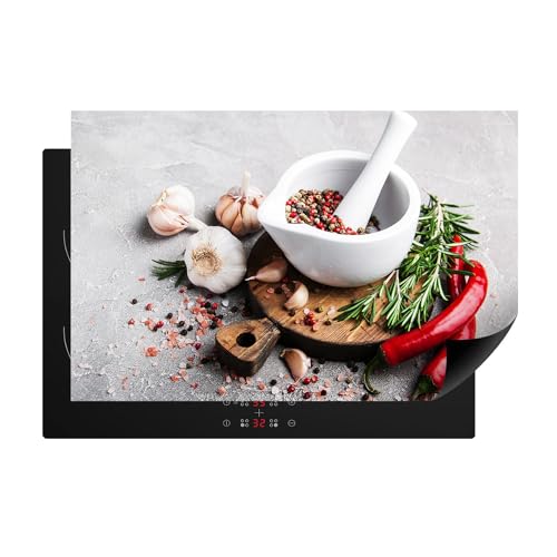 Herdabdeckplatte aus Kunststoff Induktionsmatte Herdabdeckmatte Abdeckung Ceranfeld Gewürze Kräuter Grau 80x52 cm Abdeckplatte Ceranfeldabdeckung Antirutschmatte Indutionskochfeld von decorwelt
