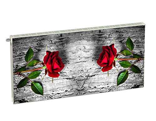 Magnet Heizkörperverkleidung Heizkörperabdeckung Grau Blumen Rose 120x60 cm Heizung Abdeckung Verkleidung Magnetische Abdeckmatte Kühlschrank aus Einem Flexiblen Magneten Digitaler Aufdruck von decorwelt