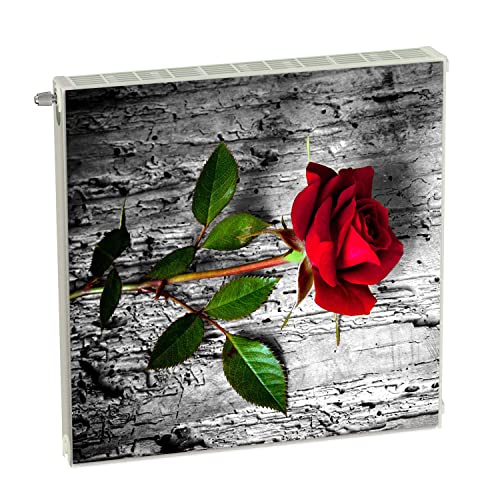 Magnet Heizkörperverkleidung Heizkörperabdeckung Grau Blumen Rose 60x60 cm Heizung Abdeckung Verkleidung Magnetische Abdeckmatte Kühlschrank aus Einem Flexiblen Magneten Digitaler Aufdruck von decorwelt