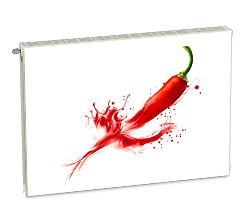 Magnet Heizkörperverkleidung Heizkörperabdeckung Rot Chili 80x60 cm Heizung Abdeckung Verkleidung Magnetische Abdeckmatte Kühlschrank aus Einem Flexiblen Magneten Digitaler Aufdruck von decorwelt