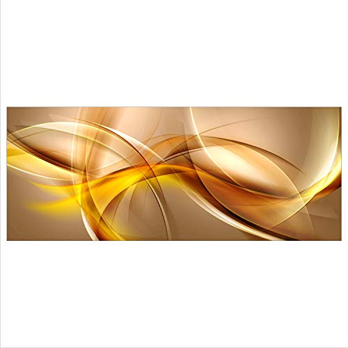 decorwelt Glasbild 125x50 XL Abstrakt Gold Panorama Wandbild Glasbilder Modern Deko Glas von decorwelt