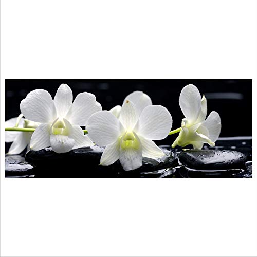 decorwelt Glasbild 125x50 XL Orchidee Schwarz Weiß Panorama Wandbild Glasbilder Deko Glas von decorwelt