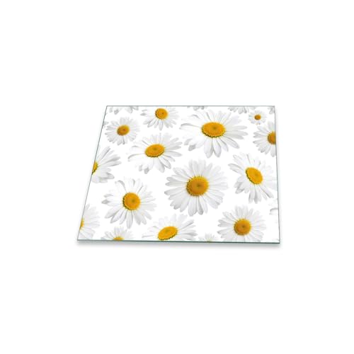 decorwelt | Herdabdeckplatte 60x52 cm Ceranfeldabdeckung 1-Teilig Universal Elektroherd Induktion für Kochplatten Herdschutz Deko Schneidebrett Sicherheitsglas Spritzschutz Glas Blume von decorwelt