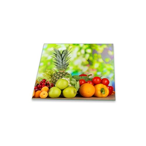 decorwelt | Herdabdeckplatte 60x52 cm Ceranfeldabdeckung 1-Teilig Universal Elektroherd Induktion für Kochplatten Herdschutz Deko Schneidebrett Sicherheitsglas Spritzschutz Glas Früchte von decorwelt