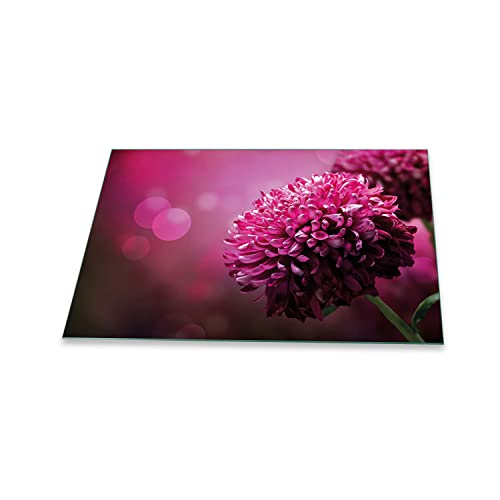 decorwelt | Herdabdeckplatte 80x52 cm 1-Teilig Blumen Pink Ceranfeldabdeckung Universal Spritzschutz Glas Deko Elektroherd Induktion für Kochplatten Herdschutz Schneidebrett Sicherheitsglas von decorwelt