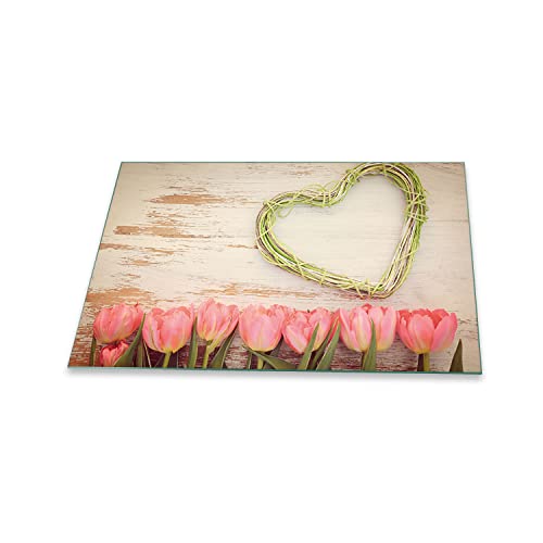 decorwelt | Herdabdeckplatte 80x52 cm 1-Teilig Blumen Pink Ceranfeldabdeckung Universal Spritzschutz Glas Deko Elektroherd Induktion für Kochplatten Herdschutz Schneidebrett Sicherheitsglas von decorwelt