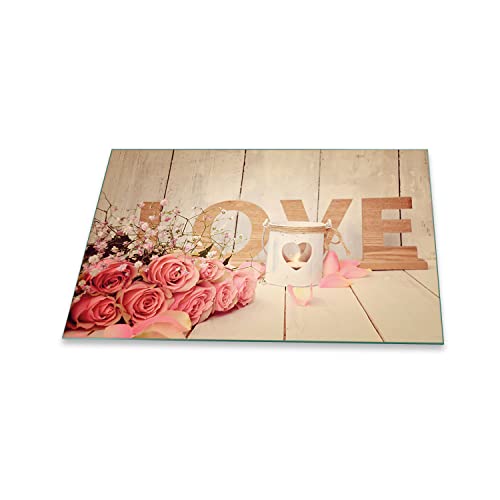 decorwelt | Herdabdeckplatte 80x52 cm 1-Teilig Blumen Pink Ceranfeldabdeckung Universal Spritzschutz Glas Deko Elektroherd Induktion für Kochplatten Herdschutz Schneidebrett Sicherheitsglas von decorwelt