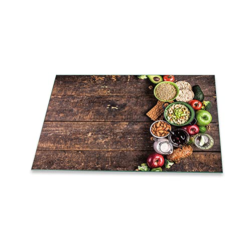 decorwelt | Herdabdeckplatte 80x52 cm 1-Teilig Essen Bunt Ceranfeldabdeckung Universal Spritzschutz Glas Deko Elektroherd Induktion für Kochplatten Herdschutz Schneidebrett Sicherheitsglas von decorwelt