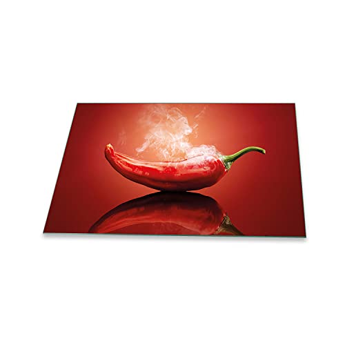 decorwelt | Herdabdeckplatte 80x52 cm 1-Teilig Gemüse Rot Ceranfeldabdeckung Universal Spritzschutz Glas Deko Elektroherd Induktion für Kochplatten Herdschutz Schneidebrett Sicherheitsglas von decorwelt