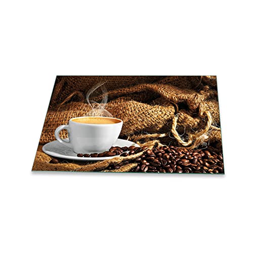 decorwelt | Herdabdeckplatte 80x52 cm 1-Teilig Kaffee Braun Ceranfeldabdeckung Universal Spritzschutz Glas Deko Elektroherd Induktion für Kochplatten Herdschutz Schneidebrett Sicherheitsglas von decorwelt