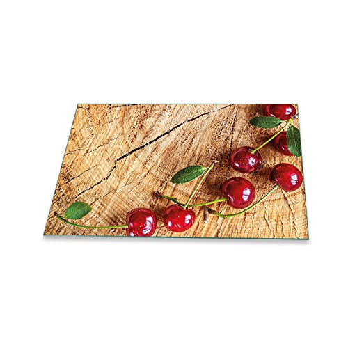 decorwelt | Herdabdeckplatte 80x52 cm 1-Teilig Obst Rot Ceranfeldabdeckung Universal Spritzschutz Glas Deko Elektroherd Induktion für Kochplatten Herdschutz Schneidebrett Sicherheitsglas von decorwelt