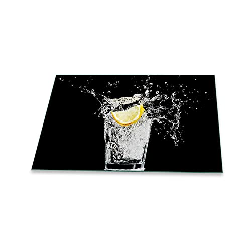 decorwelt | Herdabdeckplatte 80x52 cm 1-Teilig Obst Schwarz Ceranfeldabdeckung Universal Spritzschutz Glas Deko Elektroherd Induktion für Kochplatten Herdschutz Schneidebrett Sicherheitsglas von decorwelt