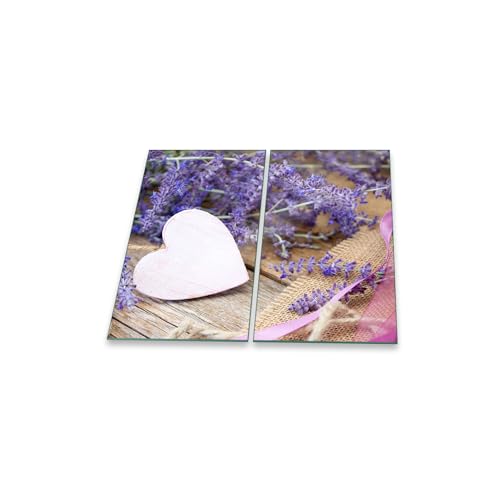 decorwelt Herdabdeckplatte Ceran 60x52 Lavendel Violett Blumen Abdeckung Glas Universal 2x30x52 cm von decorwelt