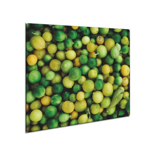 decorwelt | Herdabdeckplatte Glas 60x52 cm Ceranfeld Abdeckung Spritzschutz Abdeckplatte rutschfest Ceranfeldabdeckung Küche Grün Zitrone von decorwelt