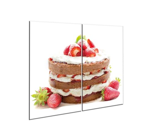 decorwelt |Herdabdeckplatte Glas Set 2x30x52 cm Ceranfeld Abdeckung Spritzschutz Abdeckplatte rutschfest Ceranfeldabdeckung Dessert von decorwelt