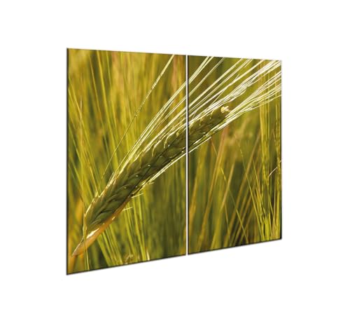 decorwelt |Herdabdeckplatte Glas Set 2x30x52 cm Ceranfeld Abdeckung Spritzschutz Abdeckplatte rutschfest Ceranfeldabdeckung Grün Korn von decorwelt