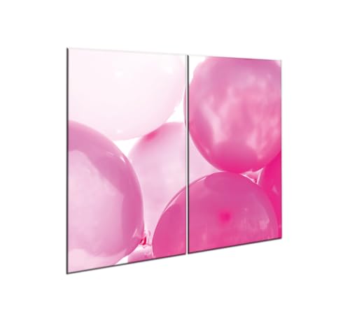 decorwelt |Herdabdeckplatte Glas Set 2x30x52 cm Ceranfeld Abdeckung Spritzschutz Abdeckplatte rutschfest Ceranfeldabdeckung Pink Ballon von decorwelt
