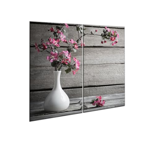 decorwelt |Herdabdeckplatte Glas Set 2x30x52 cm Ceranfeld Abdeckung Spritzschutz Abdeckplatte rutschfest Ceranfeldabdeckung Pink Natur von decorwelt
