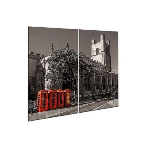 decorwelt |Herdabdeckplatte Glas Set 2x30x52 cm Ceranfeld Abdeckung Spritzschutz Abdeckplatte rutschfest Ceranfeldabdeckung Rot England von decorwelt