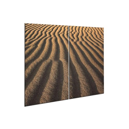 decorwelt |Herdabdeckplatte Glas Set 2x30x52 cm Ceranfeld Abdeckung Spritzschutz Abdeckplatte rutschfest Ceranfeldabdeckung Sand von decorwelt